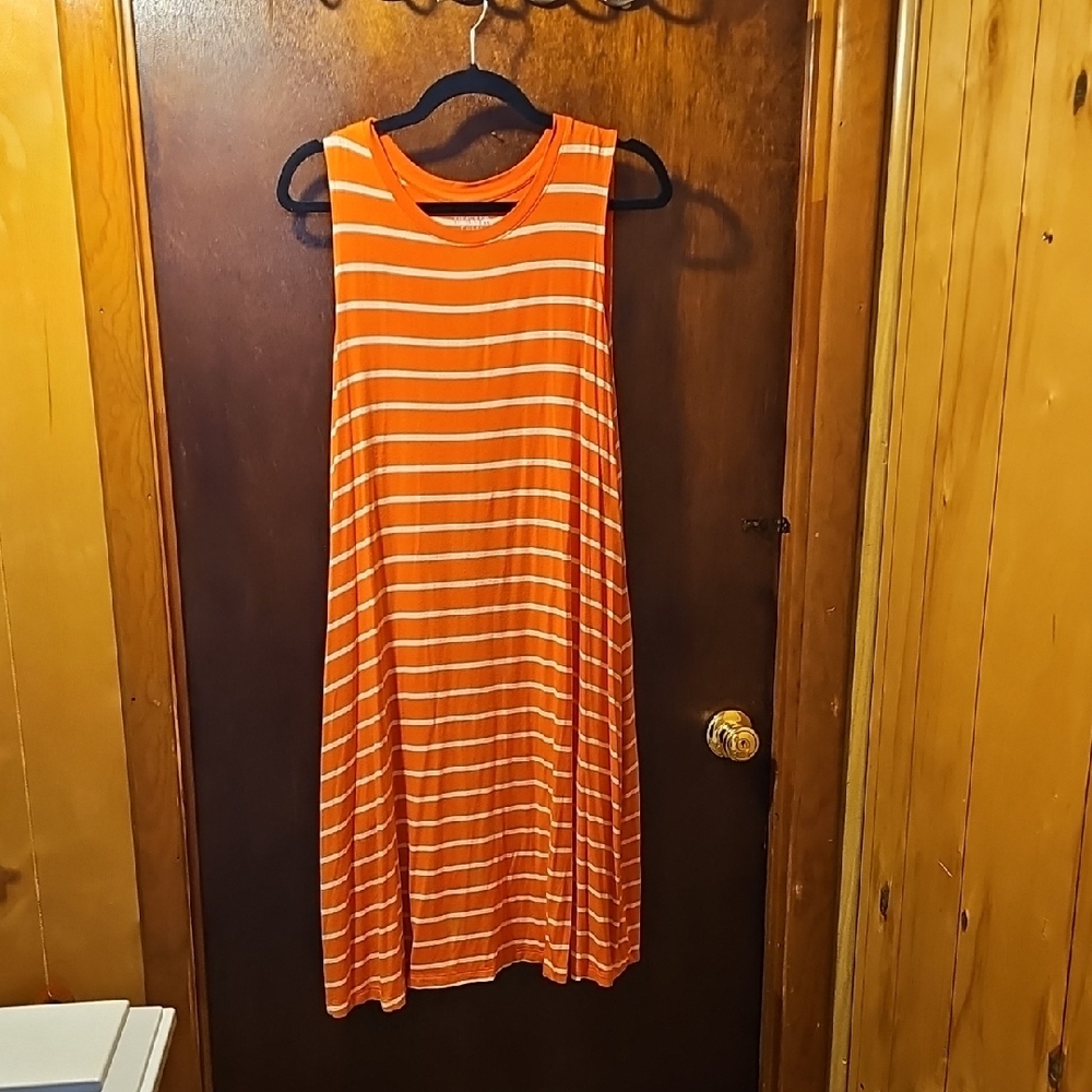 Time and Tru Orange and White Striped Dress XL